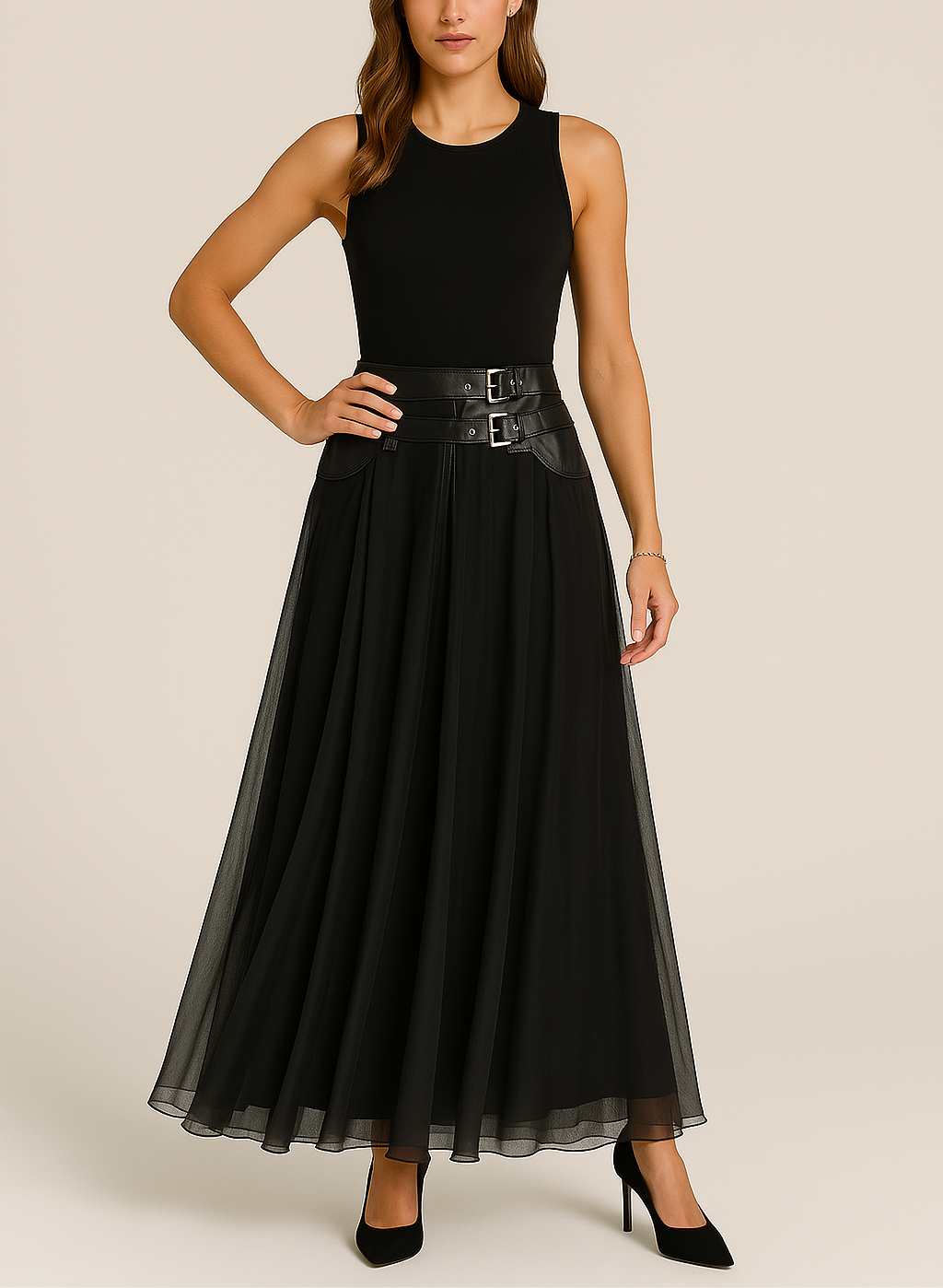 Women's Black Maxi Tulle Skirt