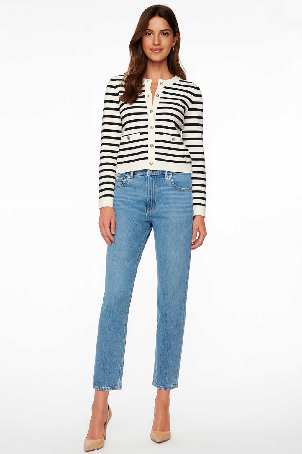Women’s Black Stripes Cardigan