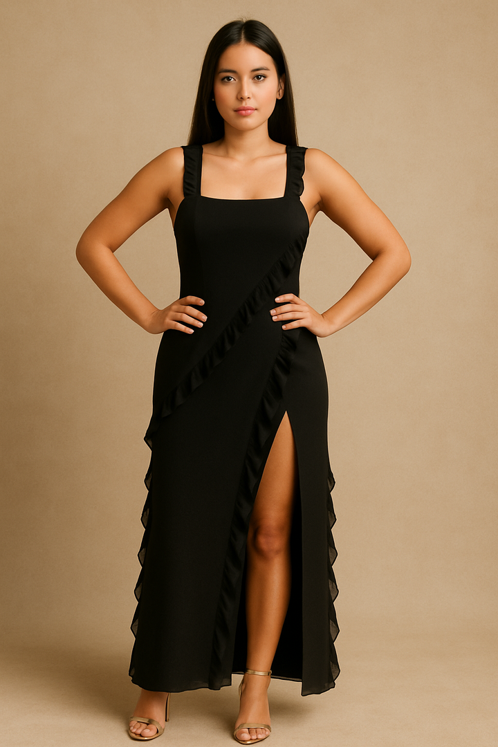 Women’s Ruffled Evening Maxi Dress