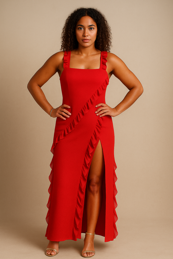 Women’s Ruffled Evening Maxi Dress