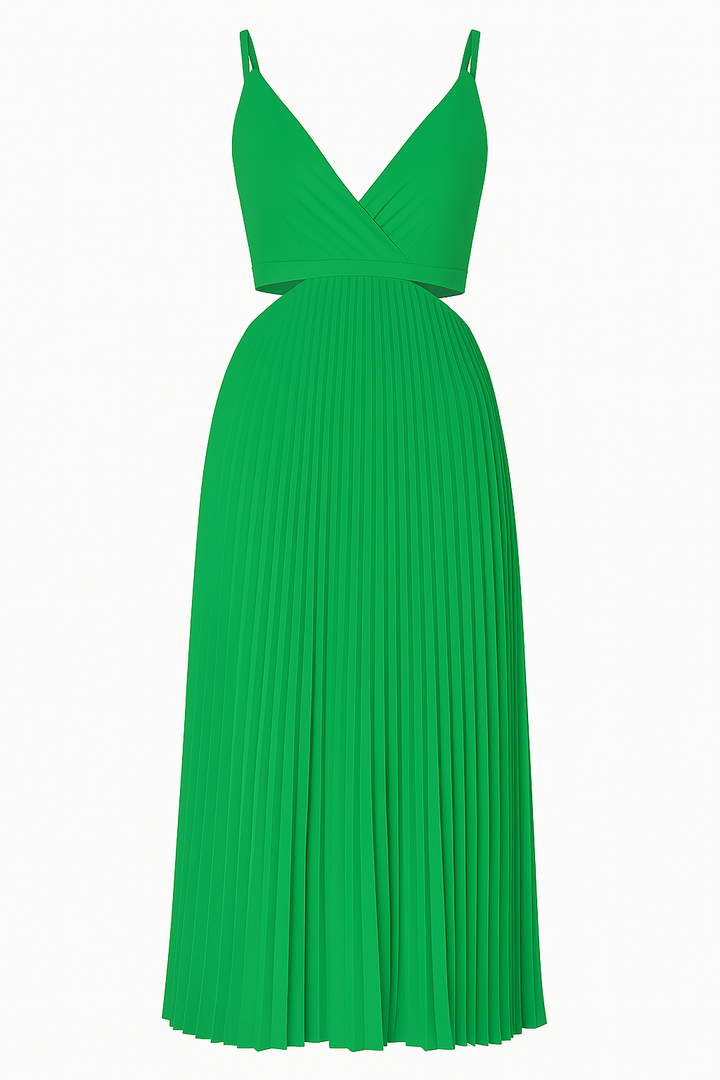 Women's Pleated Cutout Midi Dress
