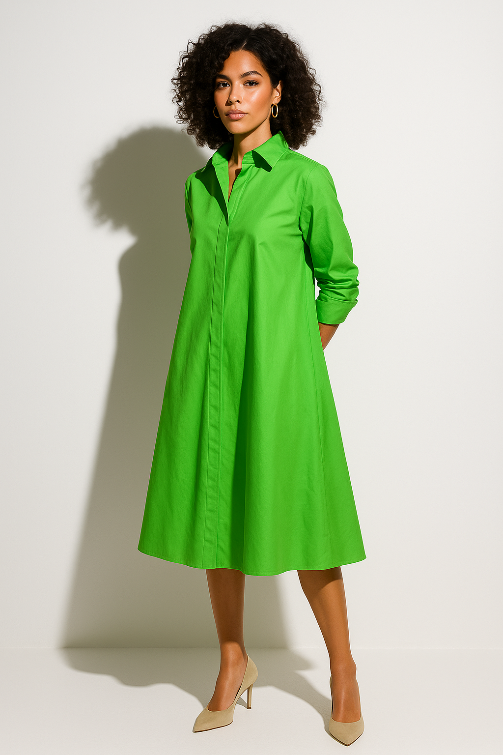 Women’s Button-Down A-Line Shirt Dress