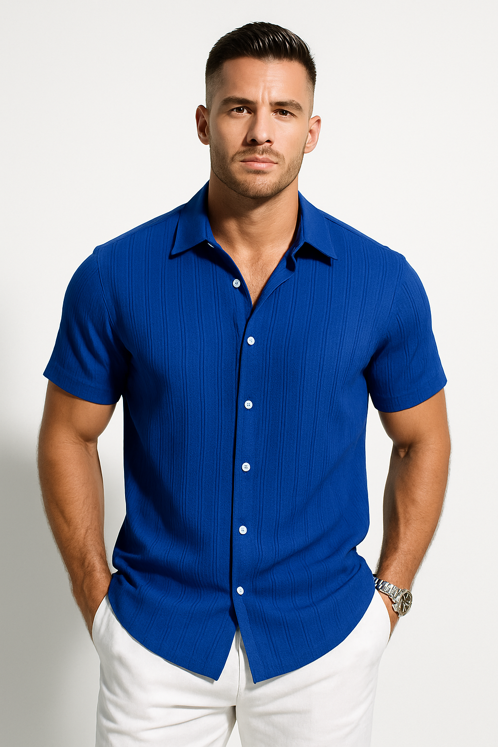 Men's Classic Short Sleeve Button-Up Shirt