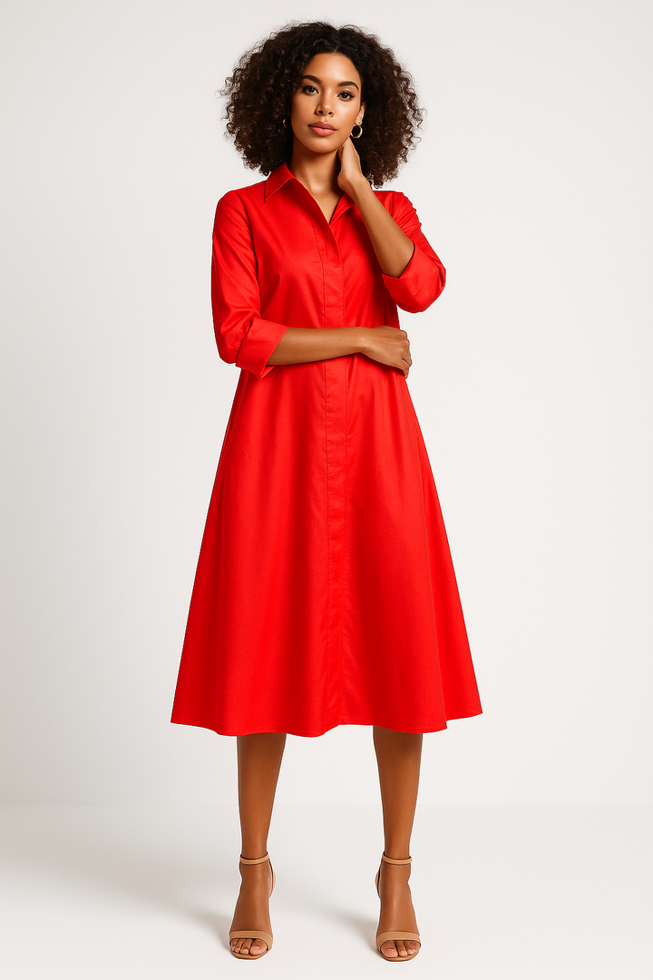 Women’s Button-Down A-Line Shirt Dress