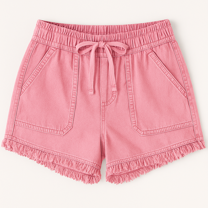 Women's Tassel Hem Drawstring Shorts