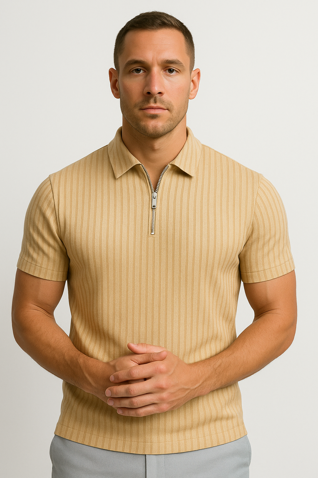 Men’s Short Sleeve Zip Polo Shirt