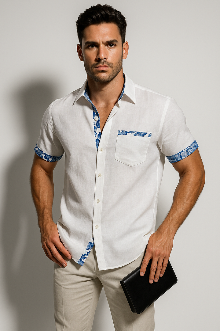 Men’s Casual Short Sleeve Button-Up Shirt