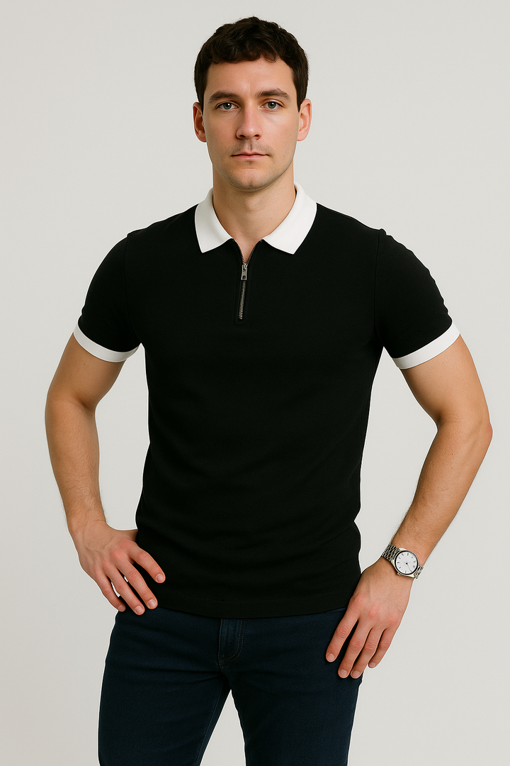 Men’s Short Sleeve Polo Shirt With Zip