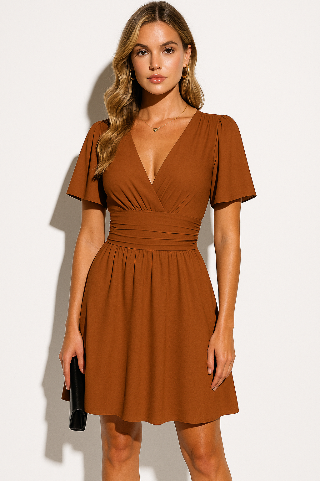 Women’s Short Sleeve V-Neck A-Line Mini Dress