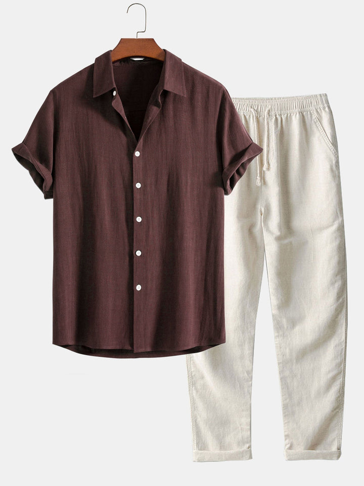 Men’s Casual Two-Piece Linen Set