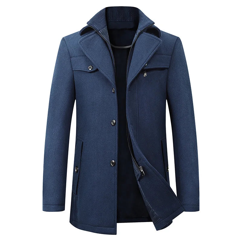 Michael | Men’s Elegant Winter Long Button Overcoat