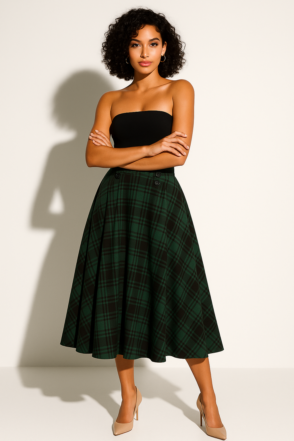 Women’s Plaid A-Line Midi Skirt