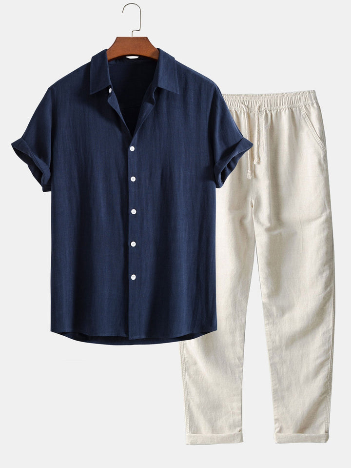Men’s Casual Two-Piece Linen Set