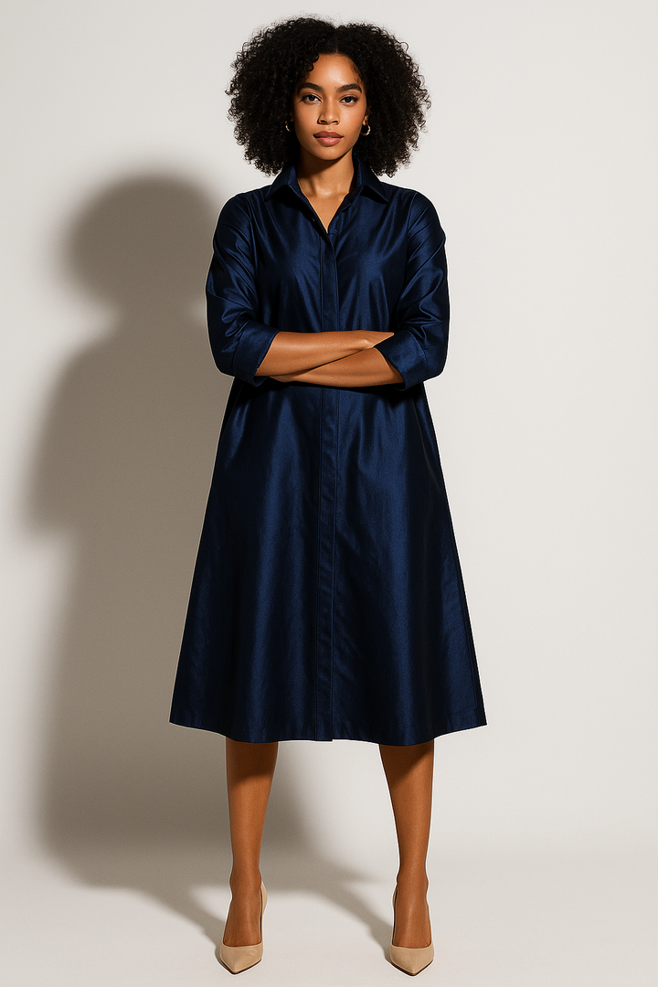 Women’s Button-Down A-Line Shirt Dress