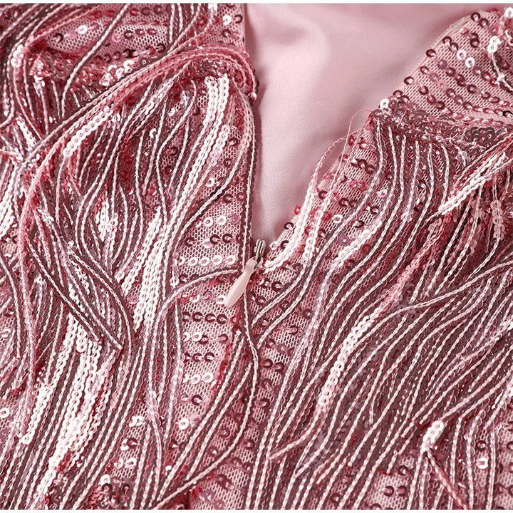 Elegant Feather Mini Dress with Flattering Fit