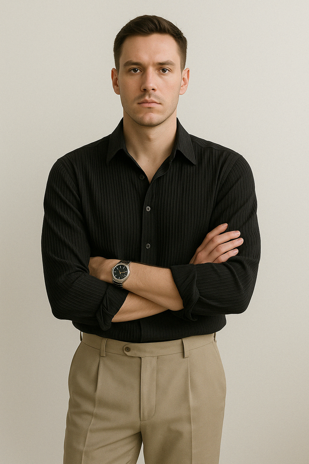 Men’s Ribbed Button-Up Shirt