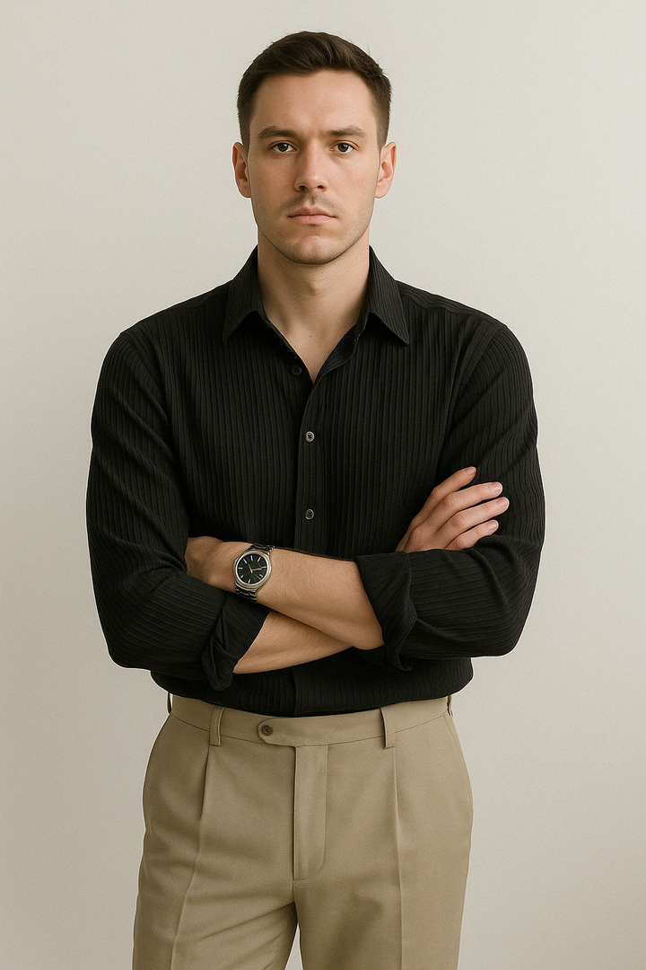 Men’s Ribbed Button-Up Shirt