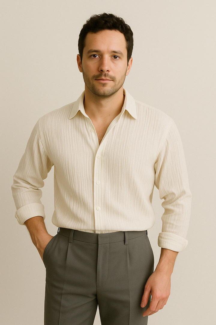 Men’s Ribbed Button-Up Shirt