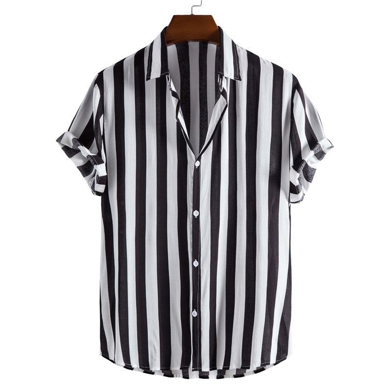 Men’s Vertical Stripe Short Sleeve Shirt