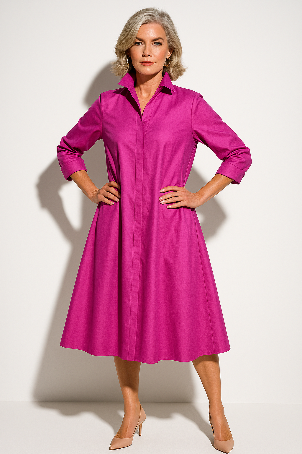 Women’s Button-Down A-Line Shirt Dress