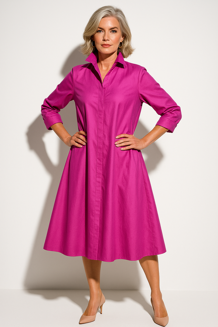 Women’s Button-Down A-Line Shirt Dress