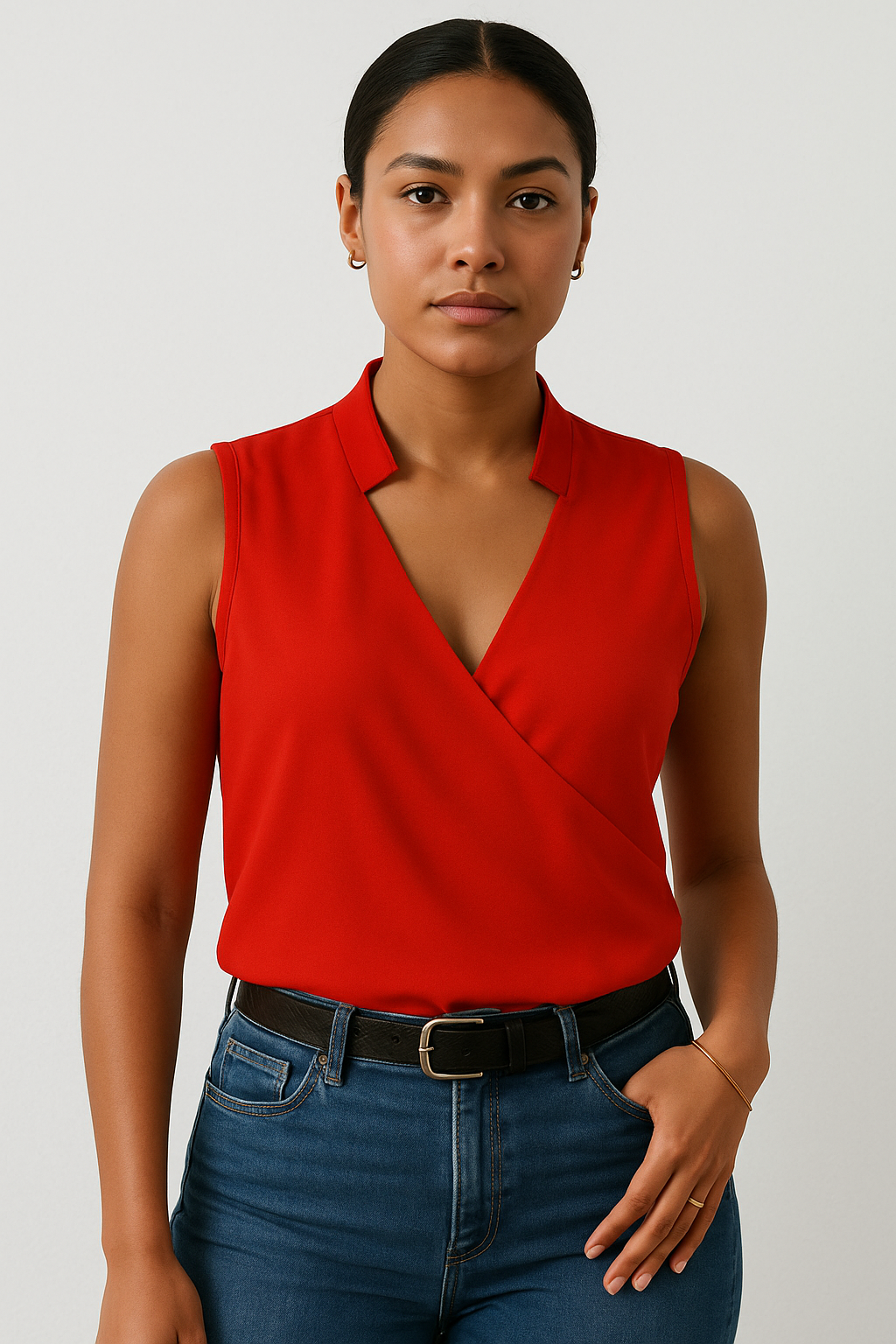 Women’s Sleeveless Wrap Front Blouse