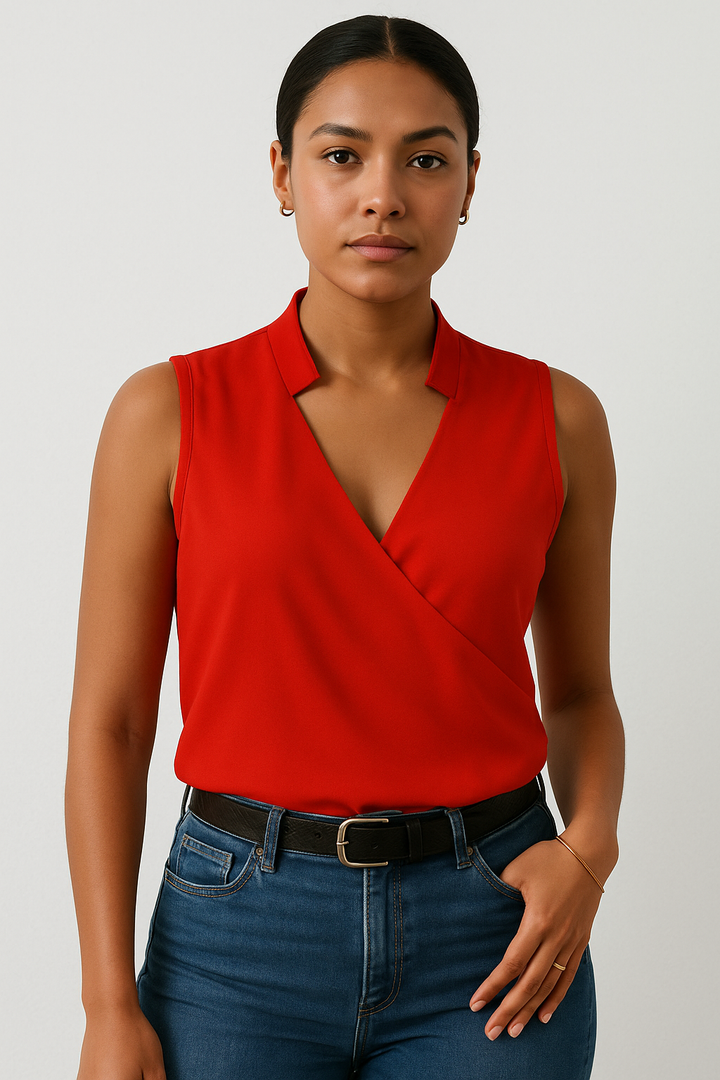 Women’s Sleeveless Wrap Front Blouse