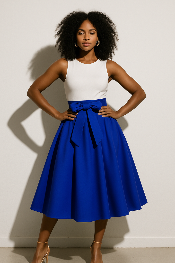 Women’s Strapless Bow Waist Midi Skirt