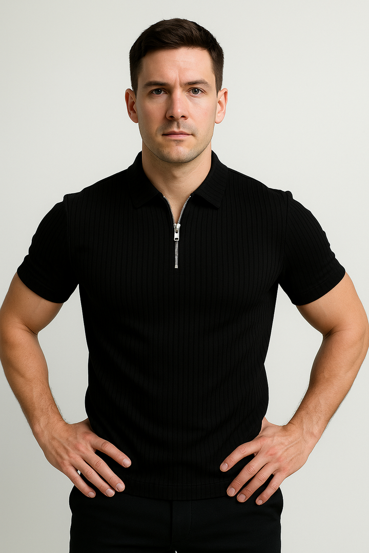 Men’s Short Sleeve Zip Polo Shirt
