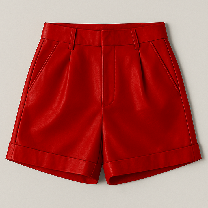 Women's High-Waisted Leather Shorts