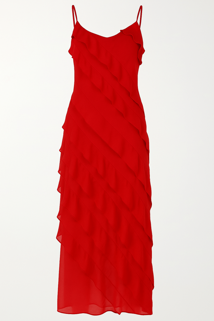 Women's Ruffle Midi Slip Dress