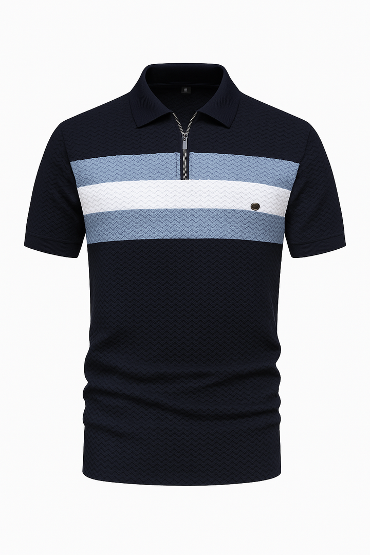 Men's Knit Polo Shirt with Zipper Collar