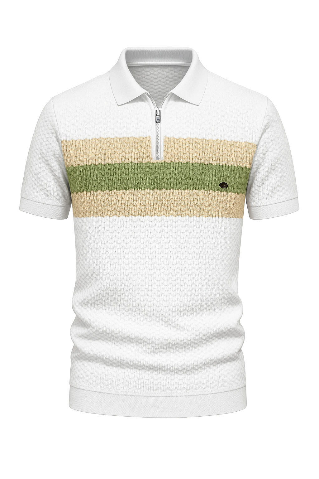 Men's Knit Polo Shirt with Zipper Collar