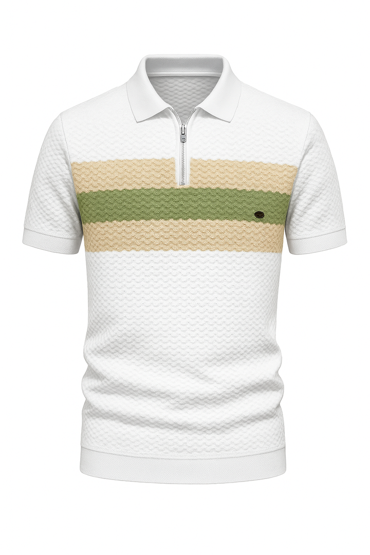 Men's Knit Polo Shirt with Zipper Collar