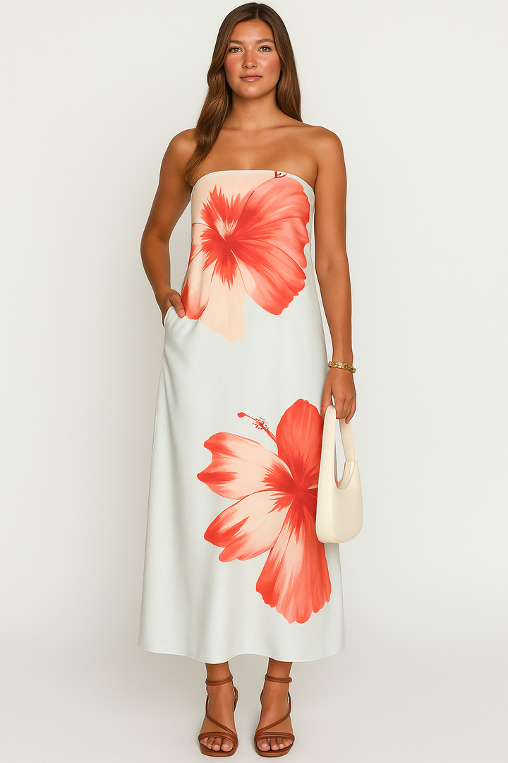 Women’s Strapless Floral Maxi Dress
