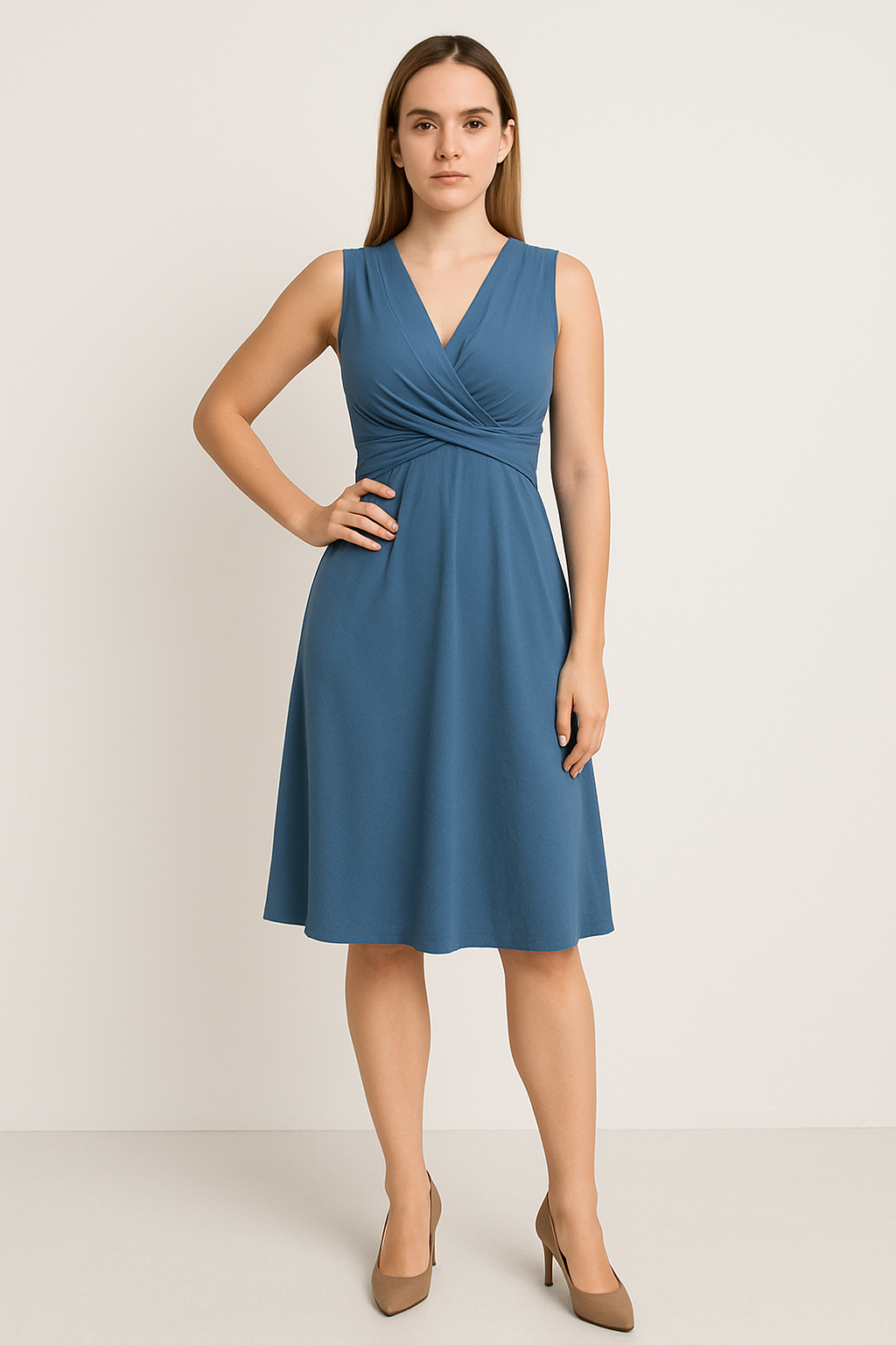 Women’s Sleeveless V-Neck Midi Dress