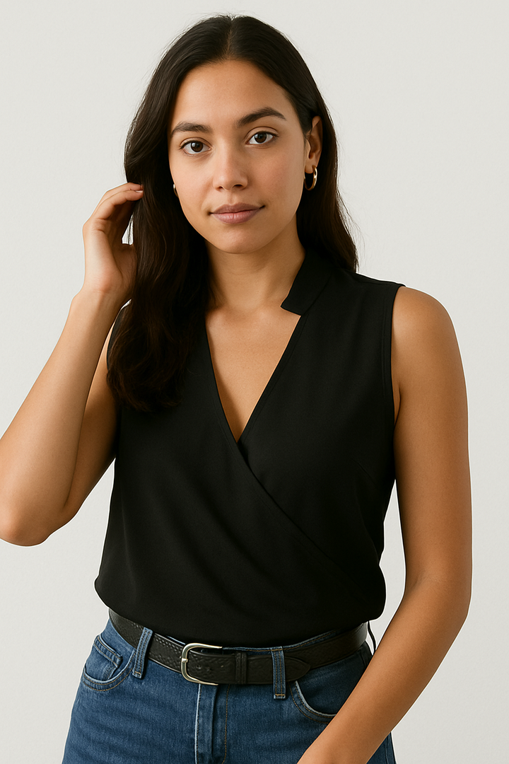 Women’s Sleeveless Wrap Front Blouse