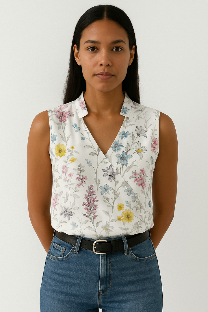 Women’s Sleeveless Wrap Front Blouse