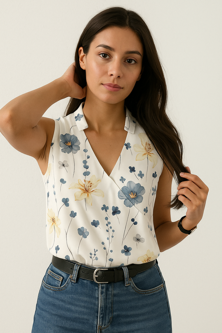 Women’s Sleeveless Wrap Front Blouse