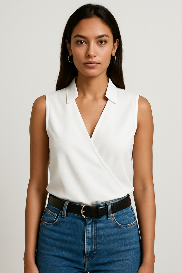 Women’s Sleeveless Wrap Front Blouse