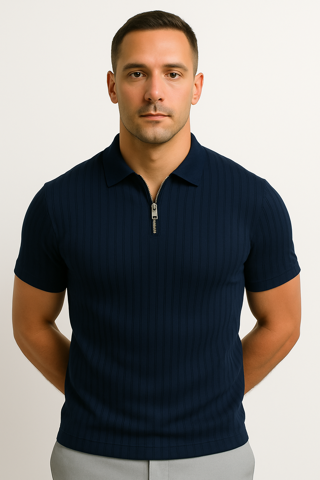 Men’s Short Sleeve Zip Polo Shirt