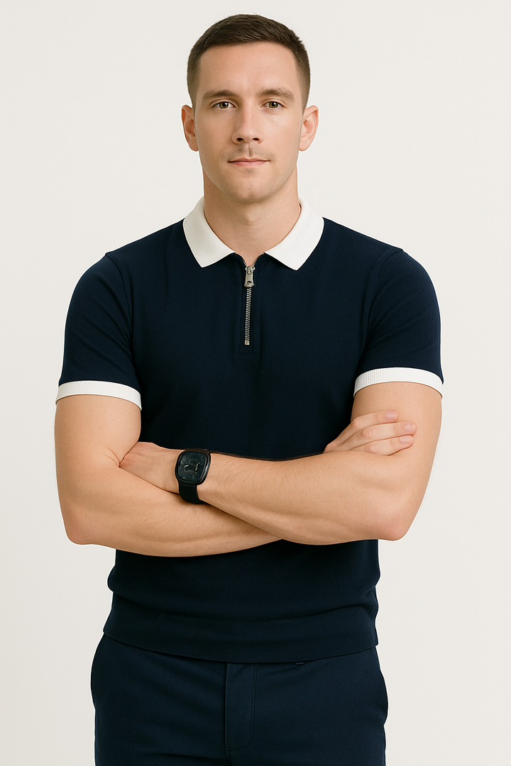 Men’s Short Sleeve Polo Shirt With Zip