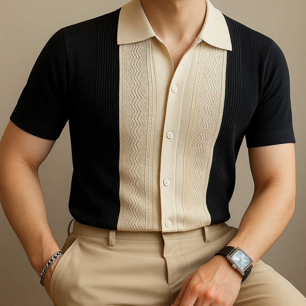 Men’s Retro Knit Button-Up Shirt