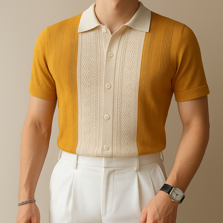 Men’s Retro Knit Button-Up Shirt