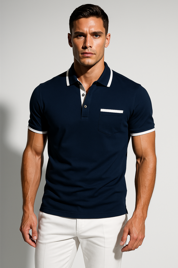 Men’s Casual Contrast Trim Polo Shirt