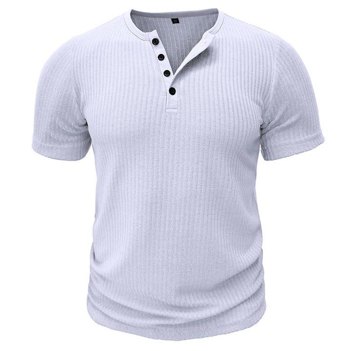 Men’s Ribbed Short Sleeve Henley Shirt