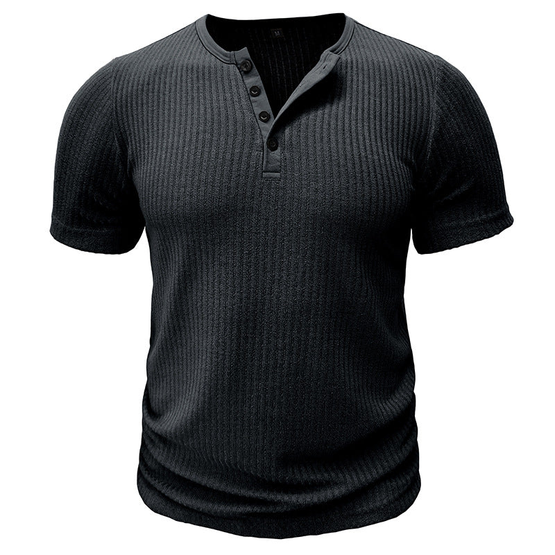 Men’s Ribbed Short Sleeve Henley Shirt