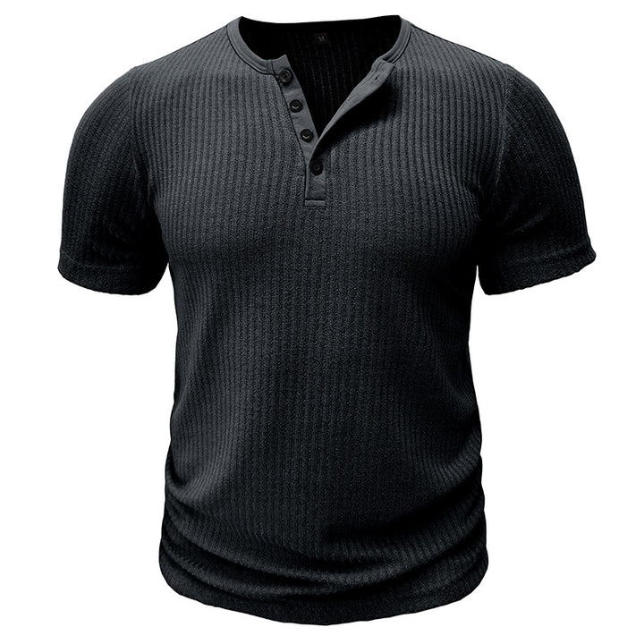 Men’s Ribbed Short Sleeve Henley Shirt