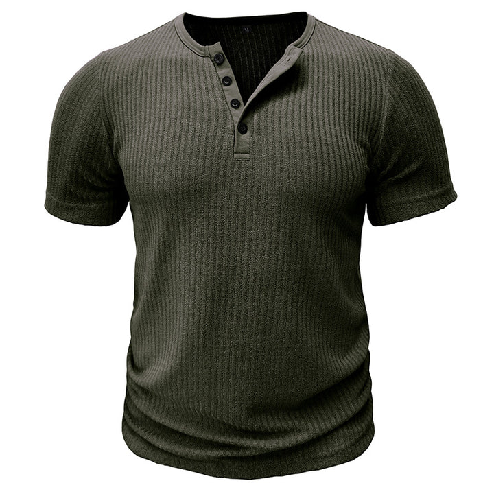 Men’s Ribbed Short Sleeve Henley Shirt
