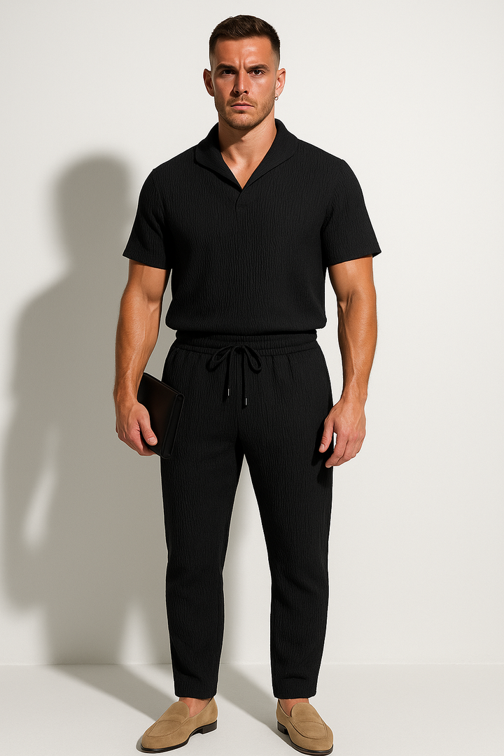 Men’s Casual Textured Knit Lounge Set